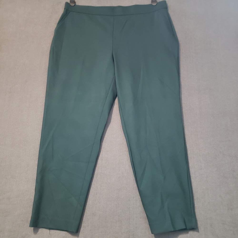 Anne Klein Dress Pants Womens XL Green Tapered Pull On Stretch Trousers